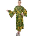 Yellow Green Brown Camouflage Maxi Velour Kimono View1