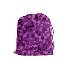 Dark Purple Camouflage Pattern Drawstring Pouch (large) by SpinnyChairDesigns