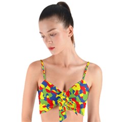 Colorful Rainbow Camouflage Pattern Woven Tie Front Bralet by SpinnyChairDesigns