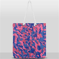 Blue And Pink Camouflage Pattern Full Print Rope Handle Tote (large) by SpinnyChairDesigns