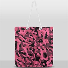 Black And Pink Camouflage Pattern Full Print Rope Handle Tote (large) by SpinnyChairDesigns