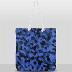 Black And Blue Camouflage Pattern Full Print Rope Handle Tote (large) by SpinnyChairDesigns