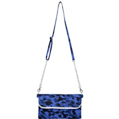 Black And Blue Camouflage Pattern Mini Crossbody Handbag by SpinnyChairDesigns