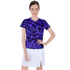 Purple Black Camouflage Pattern Women s Sports Top by SpinnyChairDesigns