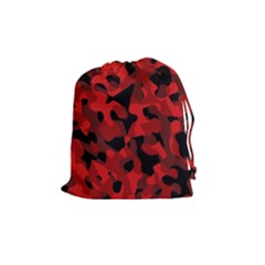 Red And Black Camouflage Pattern Drawstring Pouch (medium) by SpinnyChairDesigns