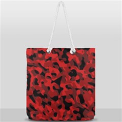 Red And Black Camouflage Pattern Full Print Rope Handle Tote (large) by SpinnyChairDesigns