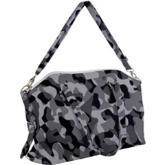 Grey And Black Camouflage Pattern Canvas Crossbody Bag by SpinnyChairDesigns