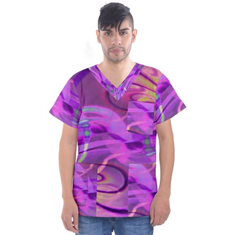 Infinity Painting Purple Men s V-neck Scrub Top by DinkovaArt