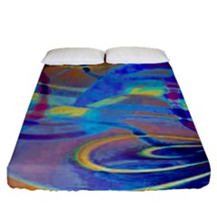 Infinity Painting Blue Fitted Sheet (queen Size) by DinkovaArt