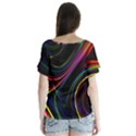 Neon Glow Lines on Black V-Neck Flutter Sleeve Top View2