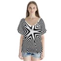 Abstract Zebra Stripes Pattern V-Neck Flutter Sleeve Top View1