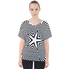 Abstract Zebra Stripes Pattern V-neck Dolman Drape Top by SpinnyChairDesigns