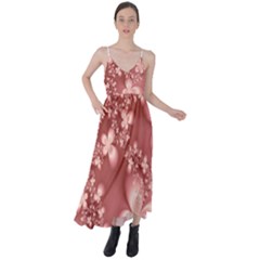 Tea Rose Colored Floral Pattern Tie Back Maxi Dress by SpinnyChairDesigns