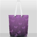 Purple Butterflies Pattern Full Print Rope Handle Tote (Small) View2