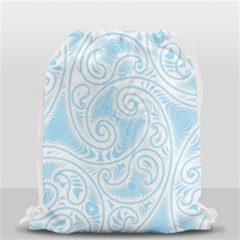Light Blue And White Abstract Paisley Drawstring Bag (small) by SpinnyChairDesigns