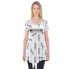 Geek Glasses With Eyes Short Sleeve Tunic  by SpinnyChairDesigns