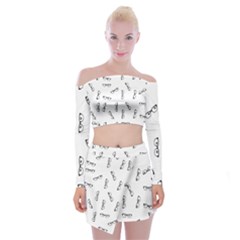 Geek Glasses With Eyes Off Shoulder Top With Mini Skirt Set by SpinnyChairDesigns