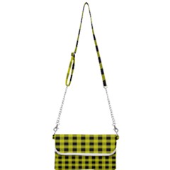 Yellow Black Buffalo Plaid Mini Crossbody Handbag by SpinnyChairDesigns