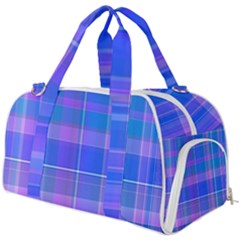 Madras Plaid Blue Purple Burner Gym Duffel Bag by SpinnyChairDesigns