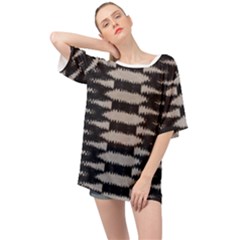 Black And White Zebra Ikat Stripes Oversized Chiffon Top by SpinnyChairDesigns