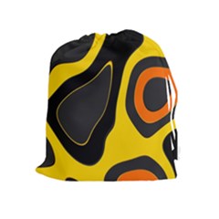 Yellow Black Orange Abstract Art Pattern Drawstring Pouch (xl) by SpinnyChairDesigns