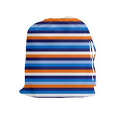 Ocean Blue Stripes Drawstring Pouch (xl) by tmsartbazaar