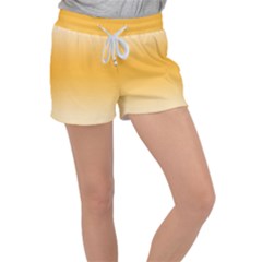 Saffron Yellow And Cream Gradient Ombre Color Velour Lounge Shorts by SpinnyChairDesigns