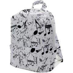 Black And White Music Notes Zip Up Backpack by SpinnyChairDesigns