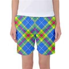 Clown Costume Plaid Striped Women s Basketball Shorts by SpinnyChairDesigns