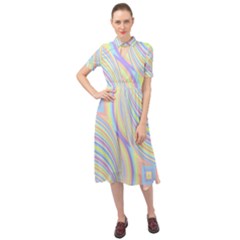 Pastel Color Stripes  Keyhole Neckline Chiffon Dress by SpinnyChairDesigns