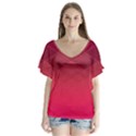 Hot Pink and Wine Color Diamonds V-Neck Flutter Sleeve Top View1