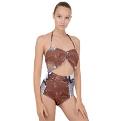 Sexy Boobs Breast Cleavage Woman Scallop Top Cut Out Swimsuit by HermanTelo