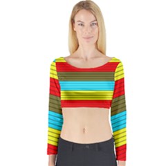 Multicolor With Black Lines Long Sleeve Crop Top by tmsartbazaar