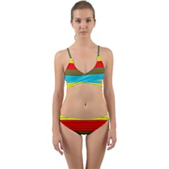 Multicolor With Black Lines Wrap Around Bikini Set by tmsartbazaar