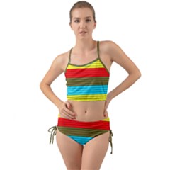 Multicolor With Black Lines Mini Tank Bikini Set by tmsartbazaar