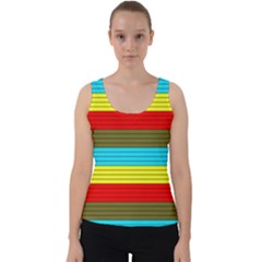 Multicolor With Black Lines Velvet Tank Top by tmsartbazaar