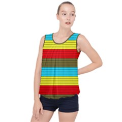 Multicolor With Black Lines Bubble Hem Chiffon Tank Top by tmsartbazaar