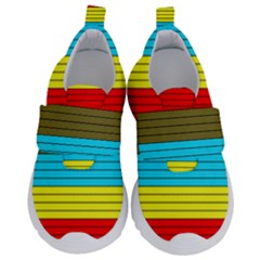 Multicolor With Black Lines Kids  Velcro No Lace Shoes by tmsartbazaar