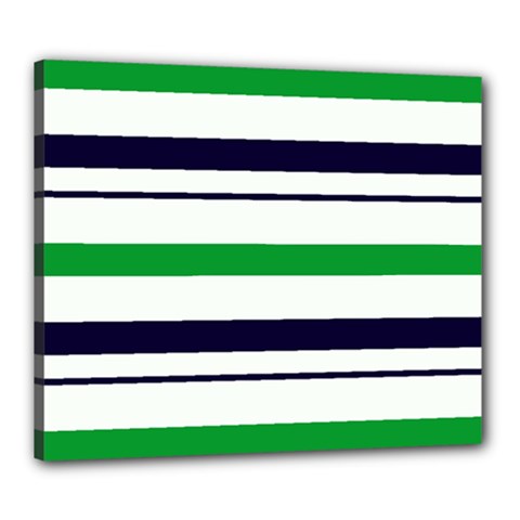 Green With Blue Stripes Canvas 24  X 20  (stretched) by tmsartbazaar