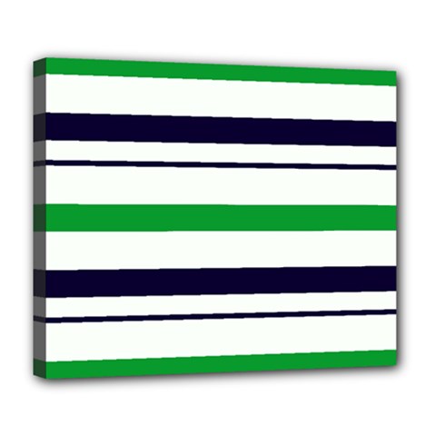 Green With Blue Stripes Deluxe Canvas 24  X 20  (stretched) by tmsartbazaar