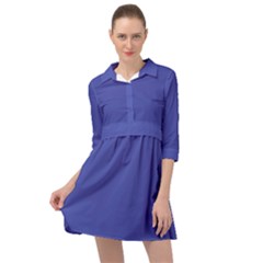 Dark Slate Blue Color Mini Skater Shirt Dress by SpinnyChairDesigns