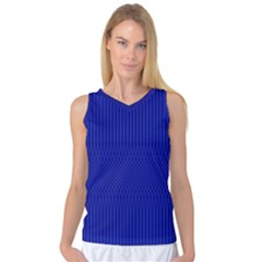 Cobalt Blue Color Stripes Women s Basketball Tank Top by SpinnyChairDesigns