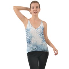 Boho Faded Blue Denim White Batik Chiffon Cami by SpinnyChairDesigns