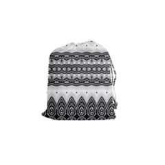Boho Black And White  Drawstring Pouch (small) by SpinnyChairDesigns