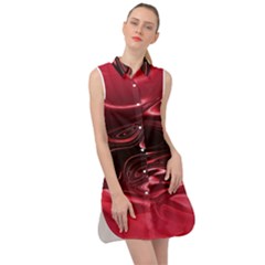 Crimson Red Black Swirl Sleeveless Shirt Dress by SpinnyChairDesigns