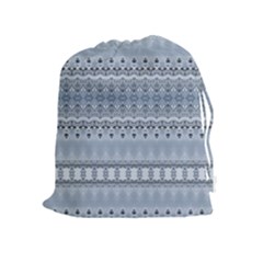 Boho Faded Blue Grey Drawstring Pouch (xl) by SpinnyChairDesigns