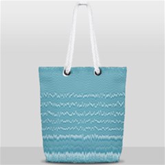 Boho Teal Stripes Full Print Rope Handle Tote (small) by SpinnyChairDesigns