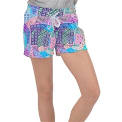 Boho Patchwork Velour Lounge Shorts by SpinnyChairDesigns