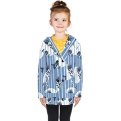 Stripes Blue White Kids  Double Breasted Button Coat by designsbymallika