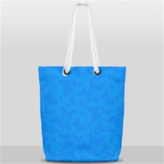 Cornflower Blue Butterfly Print Full Print Rope Handle Tote (small) by SpinnyChairDesigns
